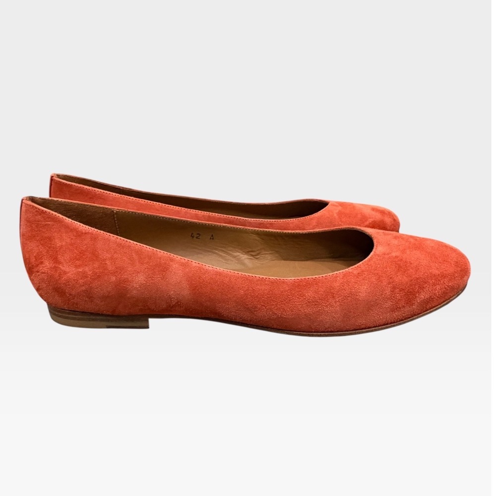 Margaux The Classic Ballet Flats Womens 11 Narrow Coral Orange Suede Handmade